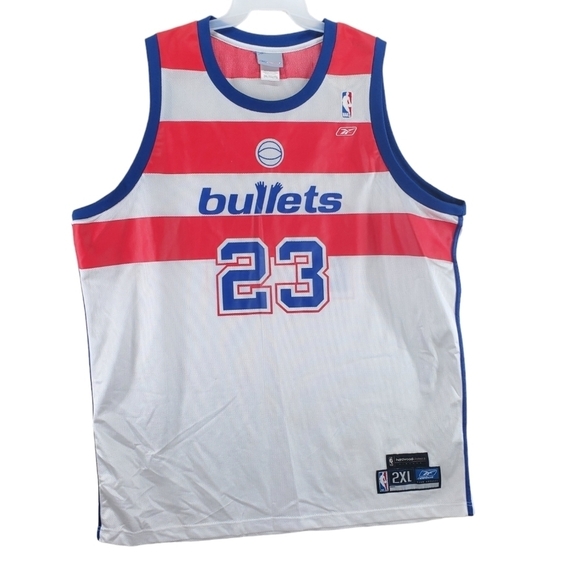 Vtg Reebok Jordan Jersey Bullets Hardwoods Classic Mens 2XL NBA Shirt Mesh Y2K - Picture 2 of 12